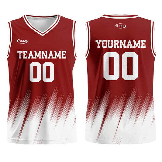 Custom Red White Basketball Jersey Uniform Suit Printed Your Logo Name Number