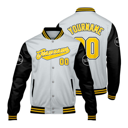Custom Light Gray Black Varsity Jackets for Men Women Youth Personalized Letterman Jackets