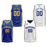 Custom Royal White Yellow Reversible Basketball Suit for Adults and Kids Personalized Jersey