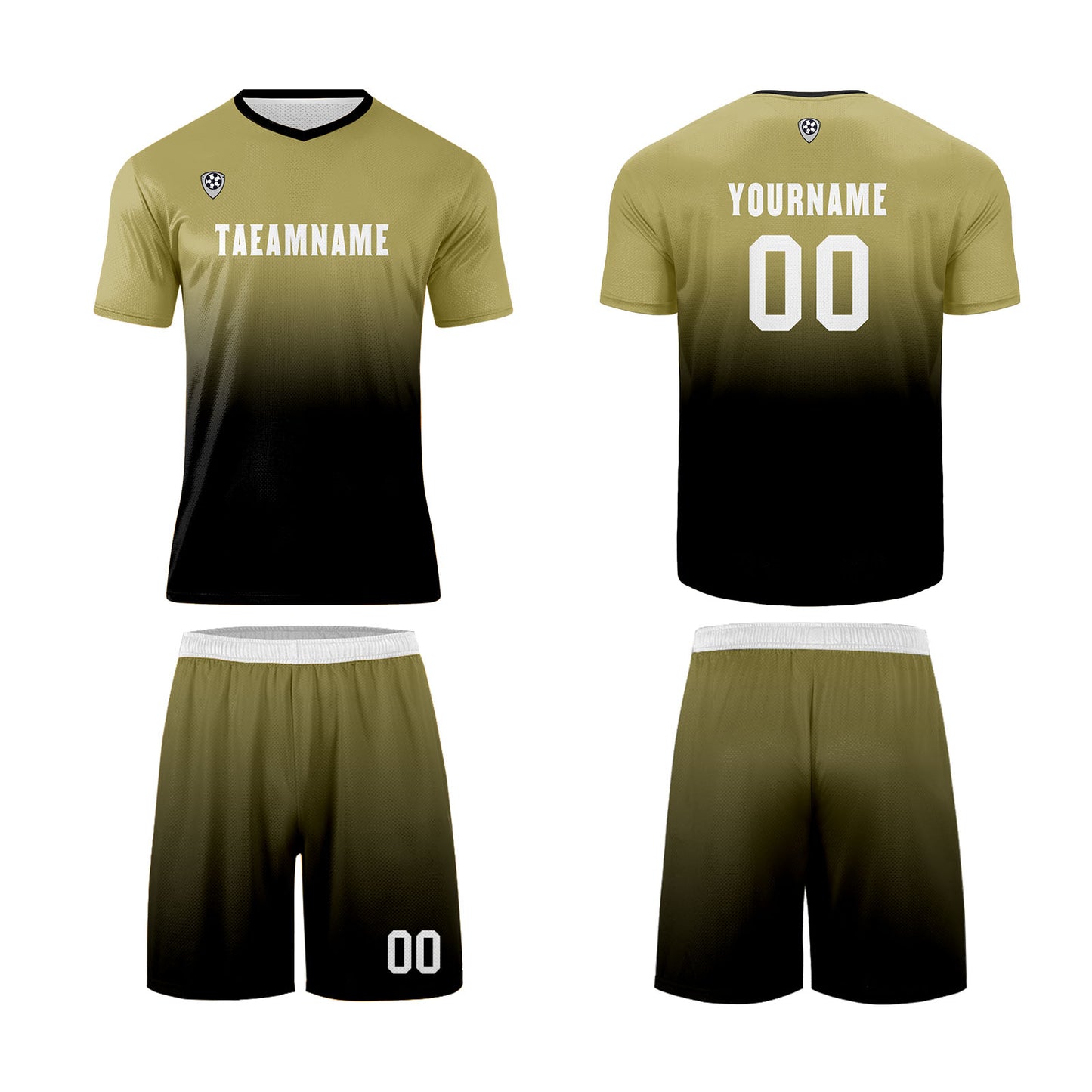 Custom Khaki Black Uniform Jersey Kids Adults Personalized Set Jersey Shirt