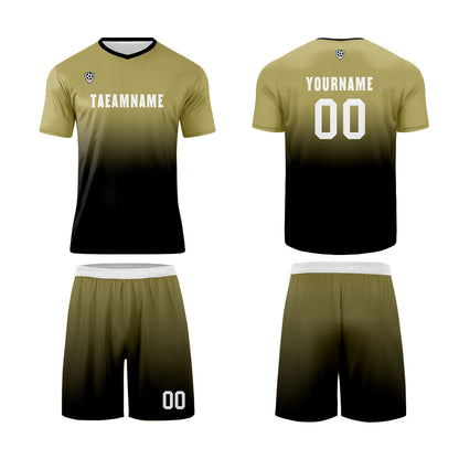 Custom Khaki Black Uniform Jersey Kids Adults Personalized Set Jersey Shirt