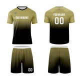 Custom Khaki Black Uniform Jersey Kids Adults Personalized Set Jersey Shirt