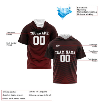 Custom Dark Red Short Sleeve Hoodies for Men Women Shirts with Hoods Printed Name Logo