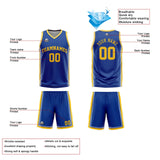 Custom Royal Yellow White Reversible Basketball Suit for Adults and Kids Personalized Jersey