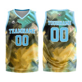 Custom Basketball Jersey Uniform Suit Printed Your Logo Name Number Light Blue&Yellow