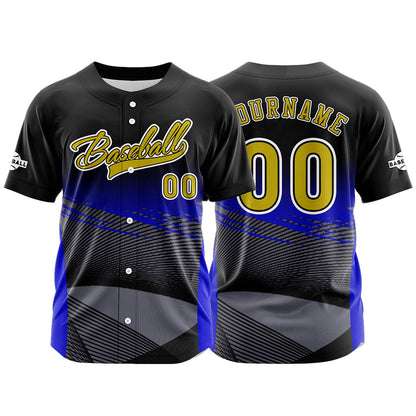 Custom Blue Button Down Baseball Jersey for Men Women Adult Youth Print Name Number Logo