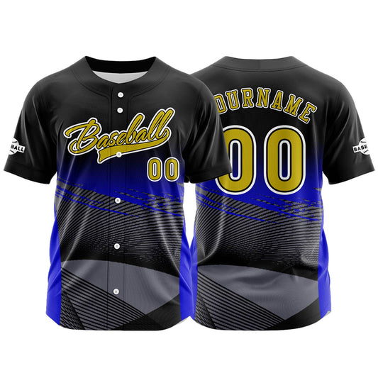 Custom Blue Button Down Baseball Jersey for Men Women Adult Youth Print Name Number Logo