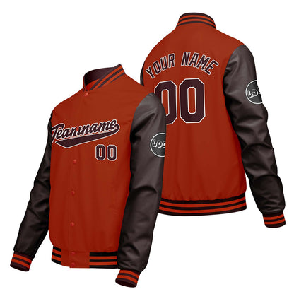 Custom Orange Brown Varsity Jackets for Men Women Youth Personalized Letterman Jackets