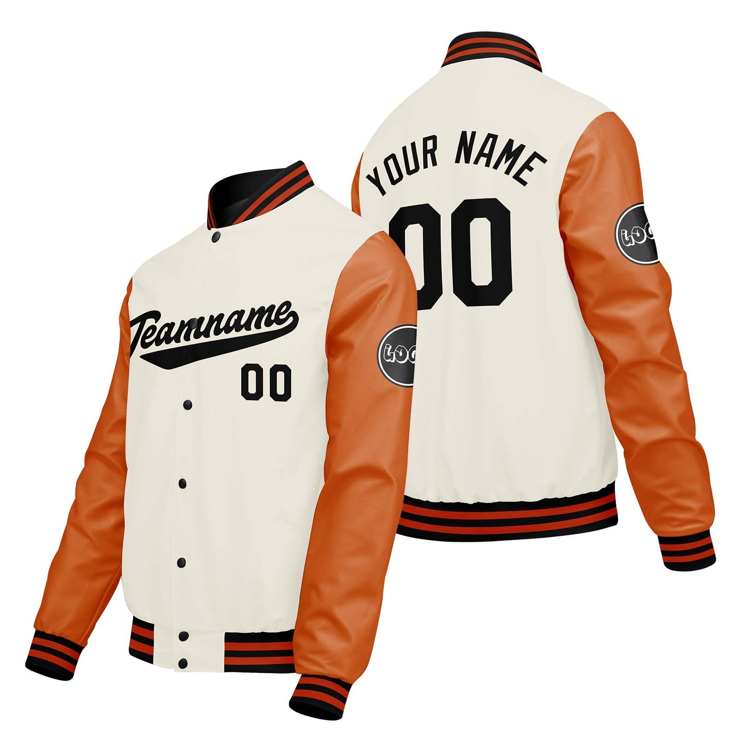 Custom Cream White Orange Varsity Jackets for Men Women Youth Personalized Letterman Jackets