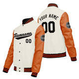 Custom Cream White Orange Varsity Jackets for Men Women Youth Personalized Letterman Jackets