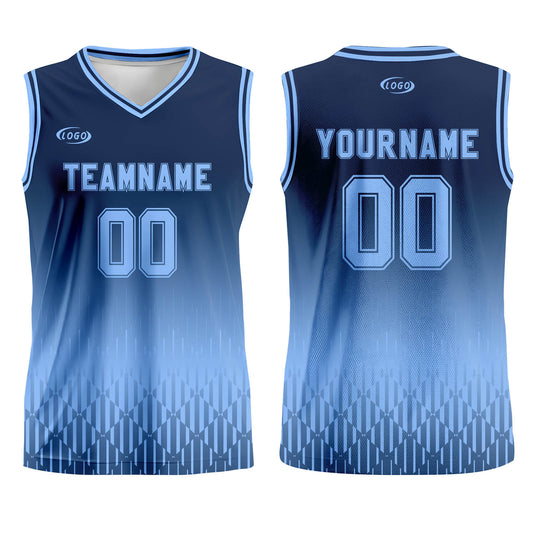 Custom Navy Light Blue Gradient Basketball Jersey Uniform Suit Printed Your Logo Name Number