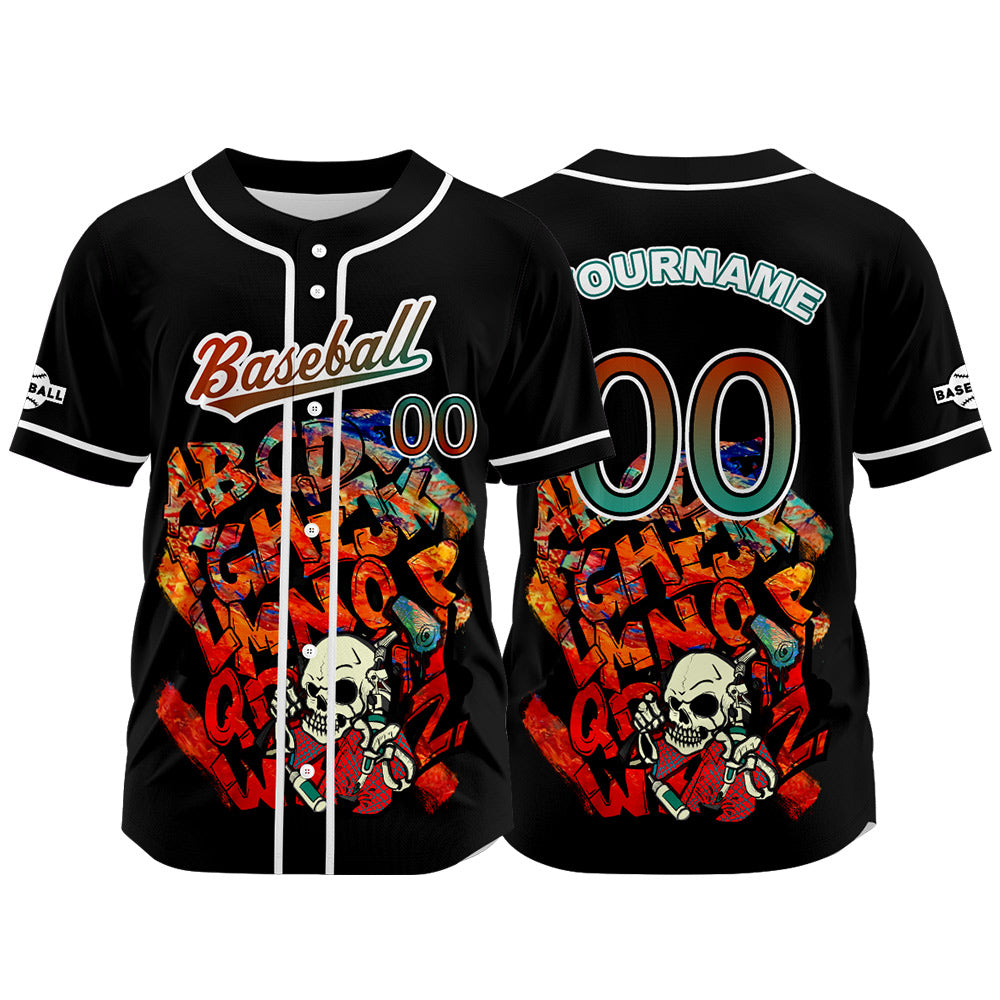Custom Black Button Down Baseball Jersey for Men Women Adult Youth Print Name Number Logo