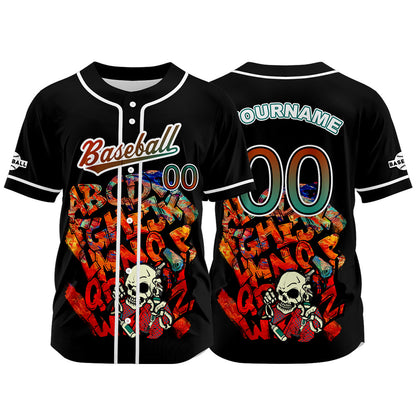 Custom Black Button Down Baseball Jersey for Men Women Adult Youth Print Name Number Logo