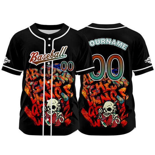 Custom Black Button Down Baseball Jersey for Men Women Adult Youth Print Name Number Logo