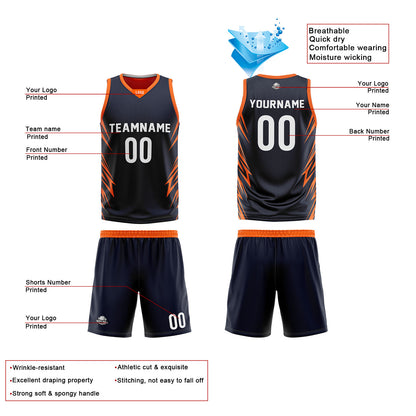 Custom Black Orange Reversible Basketball Jersey Uniform Suit Printed Your Logo Name Number