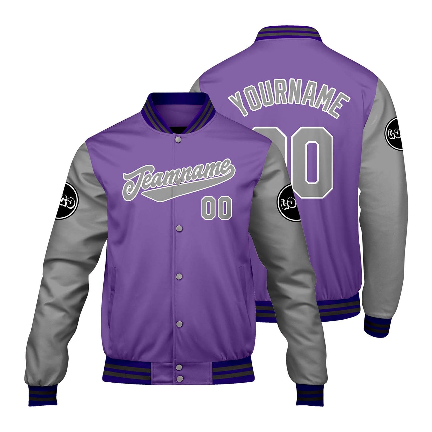 Custom Purple Light Gray Varsity Jackets for Men Women Youth Personalized Letterman Jackets