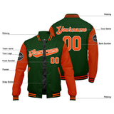 Custom Varsity Jacket Letterman jacket for Men, Women and Youth Dark Green Orange