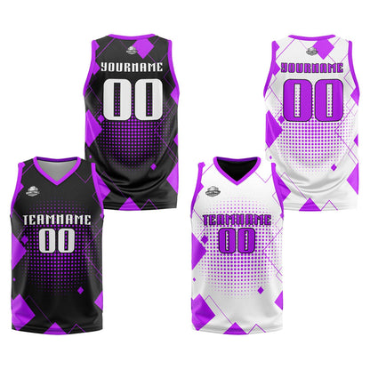 Custom Purple Reversible Basketball Suit for Adults and Kids Personalized Jersey