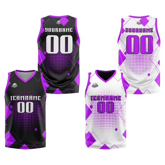 Custom Purple Reversible Basketball Suit for Adults and Kids Personalized Jersey