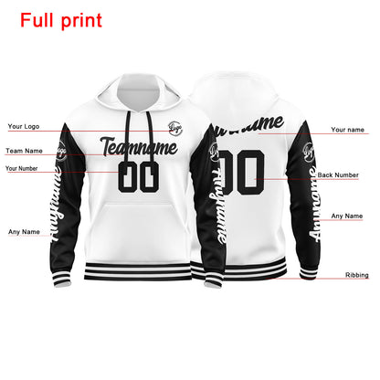Custom White Black Sweatshirt Hoodie For Men Women Girl Boy Print Your Logo Name Number