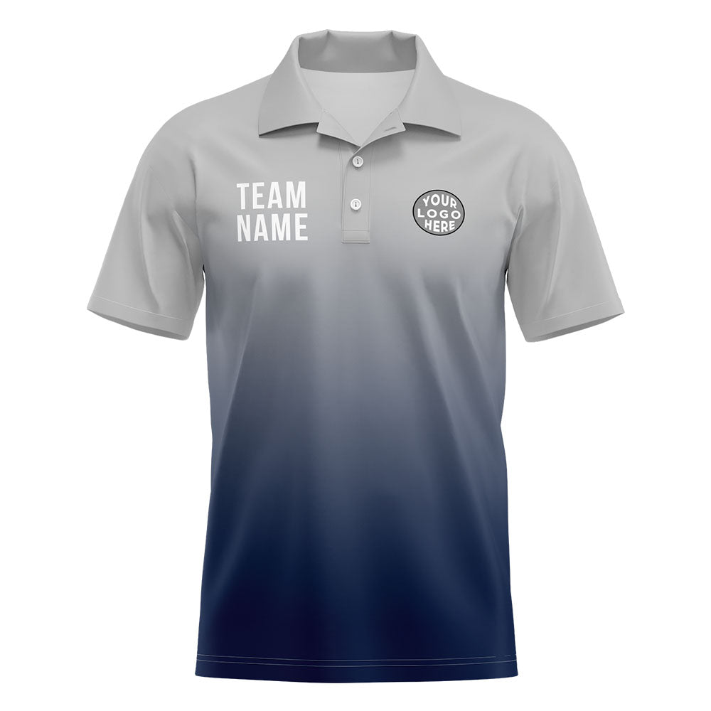 Custom Gray Navy Football Gradient Polo Shirts  Add Your Unique Logo/Name/Number