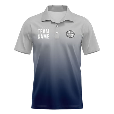 Custom Gray Navy Football Gradient Polo Shirts  Add Your Unique Logo/Name/Number