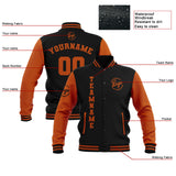 Custom Black Dark Orange Waterproof Varsity Jackets Personalized Stitched Name Number Logo to Letterman Jackets