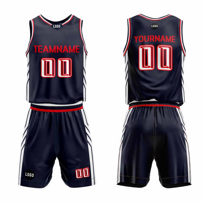 Custom Navy Red Basketball Jersey Uniform Suit Printed Your Logo Name Number