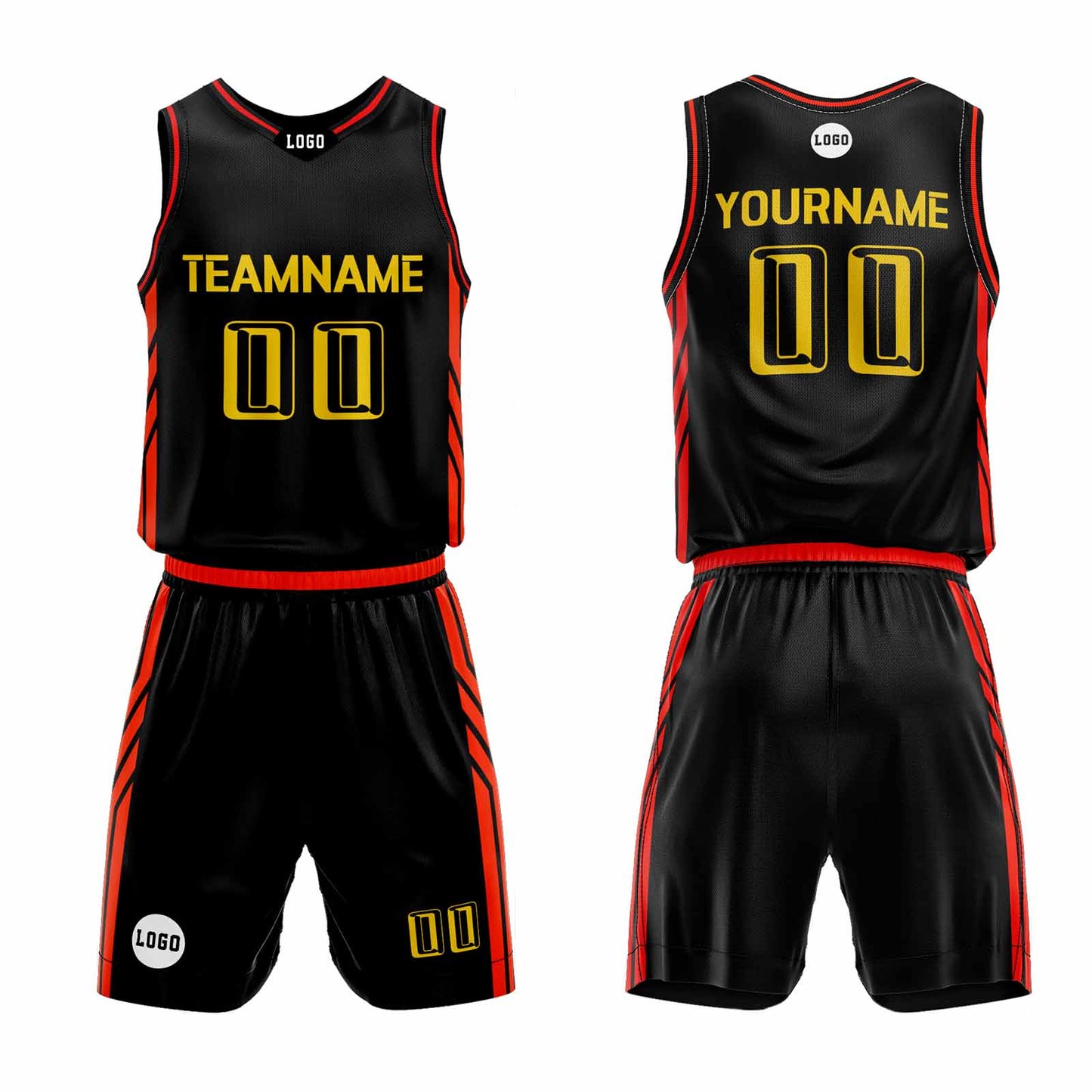 Custom Black Red Basketball Jersey Uniform Suit Printed Your Logo Name Number
