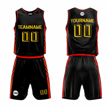 Custom Black Red Basketball Jersey Uniform Suit Printed Your Logo Name Number