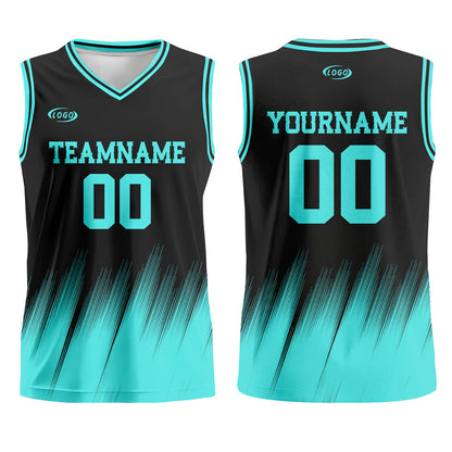 Custom Black Teal Basketball Jersey Uniform Suit Printed Your Logo Name Number