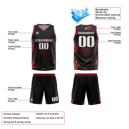 Custom Geometry Red Basketball Jersey Uniform Suit Printed Your Logo Name Number
