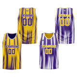 Custom Reversible Basketball Suit for Adults and Kids Personalized Jersey Yellow&Purple