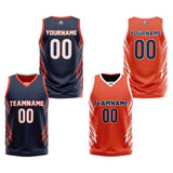 Custom Navy Orange Reversible Basketball Jersey Uniform Suit Printed Your Logo Name Number