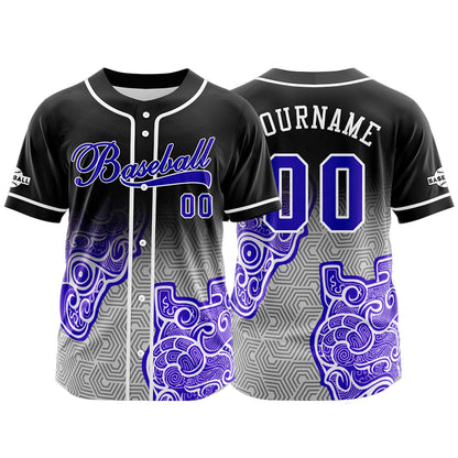 Custom Black Purple Button Down Baseball Jersey for Men Women Adult Youth Print Name Number Logo
