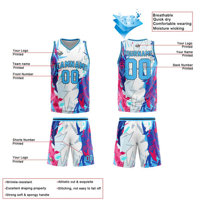 Custom Light Blue Reversible Basketball Suit for Adults and Kids Personalized Jersey