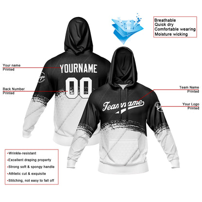 Custom Black White Sports hoodie Sweatshirt Set for Men Women Youth Tops and Pants Set Tracksuit