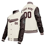 Custom Cream White Brown Varsity Jackets for Men Women Youth Personalized Letterman Jackets