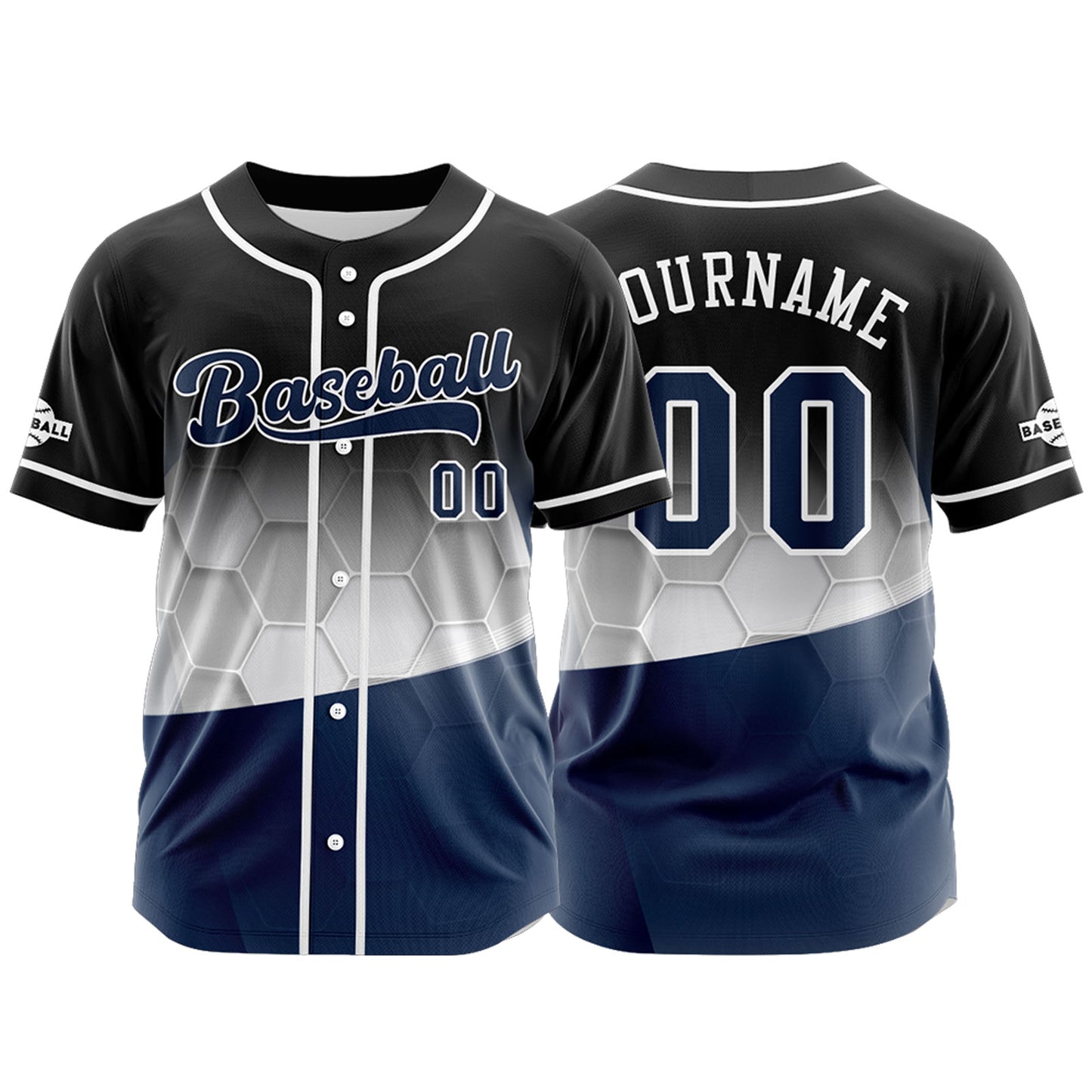 Custom Black Blue Button Down Baseball Jersey for Men Women Adult Youth Print Name Number Logo