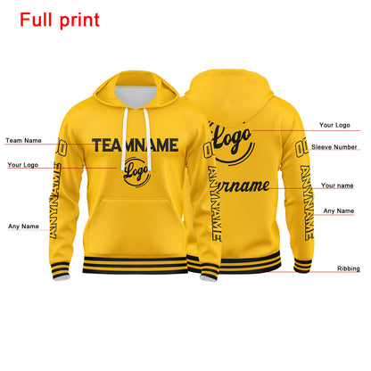 Custom Yellow Sweatshirt Hoodie For Men Women Girl Boy Print Your Logo Name Number