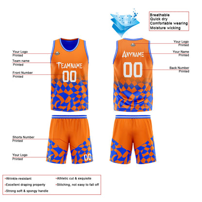 Custom Reversible Basketball Suit for Adults and Kids Personalized Jersey Orange&Royal