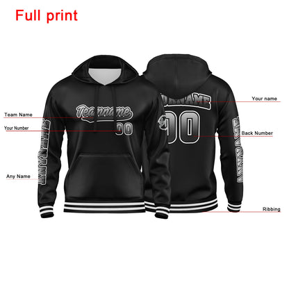 Custom White Black Sweatshirt Hoodie For Men Women Girl Boy Print Your Logo Name Number