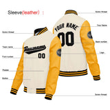 Custom Cream White Yellow Varsity Jackets for Men Women Youth Personalized Letterman Jackets