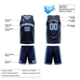 Custom Navy White Light Blue Reversible Basketball Suit for Adults and Kids Personalized Jersey