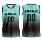 Custom Cyan Dark Brown Gradient Basketball Jersey Uniform Suit Printed Your Logo Name Number