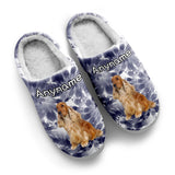 Custom Your Own Personalized Cotton Slippers for Dog Cat Lover Add Any Text Photoes White&Navy Bandhnu