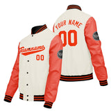 Custom Cream White Orange Varsity Jackets for Men Women Youth Personalized Letterman Jackets