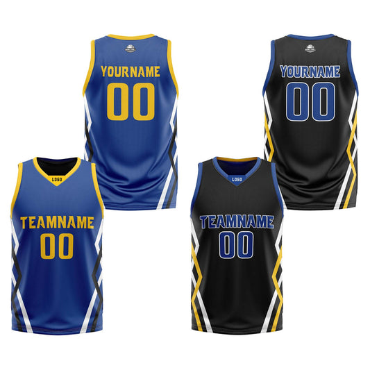 Custom Royal Black Reversible Basketball Jersey Uniform Suit Printed Your Logo Name Number