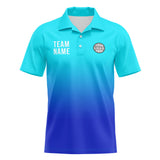 Custom Light Blue Blue Football Gradient Polo Shirts  Add Your Unique Logo/Name/Number