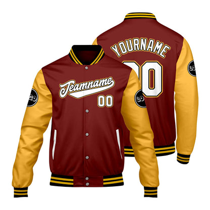 Custom Red Yellow Varsity Jackets for Men Women Youth Personalized Letterman Jackets